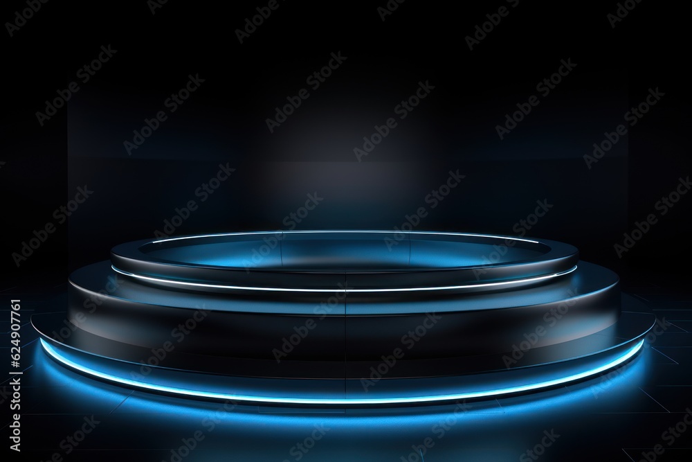 Arc podium minimalism, dark color background. AI generated Arc podium minimalism, dark color background. AI generated