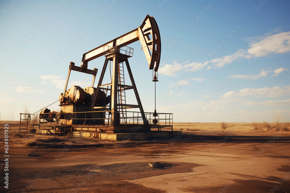 Oil rig on land. Generative AI Oil rig on land. Generative AI