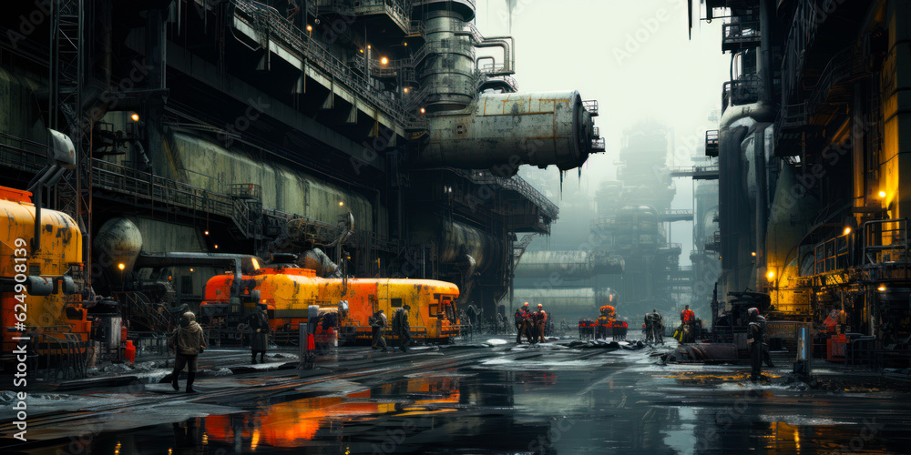 Futuristic city downtown. Illustration of Sci-fi metropolis of the future. Generative AI.