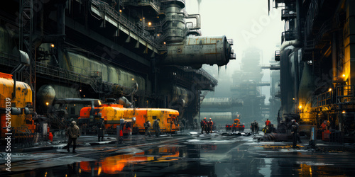 Futuristic city downtown. Illustration of Sci-fi metropolis of the future. Generative AI.