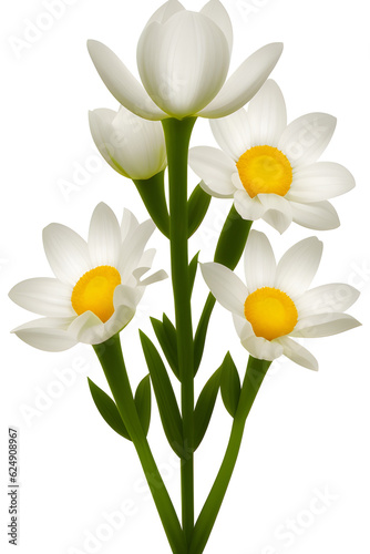 white narcissus isolated on white, generative ai
