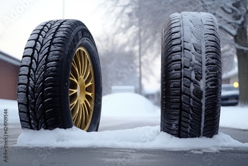comparison of summer and winter tire treads, created with generative ai
