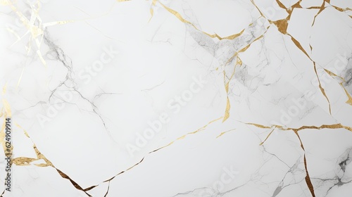 White marble texture background with gold abstract shapes