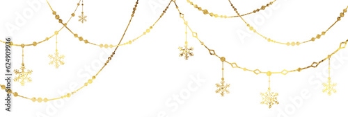 Christmas Poster. Vector Christmas Background with golden Christmas decorations on white background