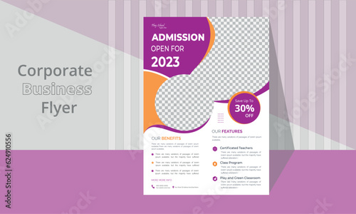 Kids Childrens back to school education admission flyer poster layout, book cover, leaflet, poster, brochure, tem