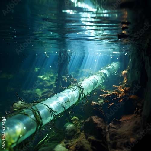 showcasing the intricate network of submerged pipes and tubing that form the vital underwater infrastructure for water supply  transportation  and management.