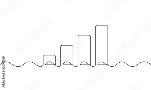 Continuous line drawing of graph. Illustration vector of business growth. Bar chart. Object one line. Single line art