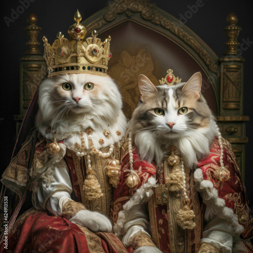 Regal Felines Two Cats as Queens Embodying Grace and Majesty