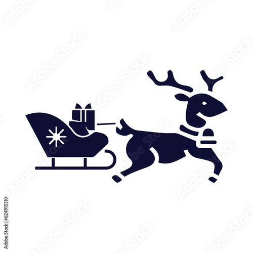 Sleigh Santa Claus, deer, gift, gift with Xmas Vehicle and deer icon