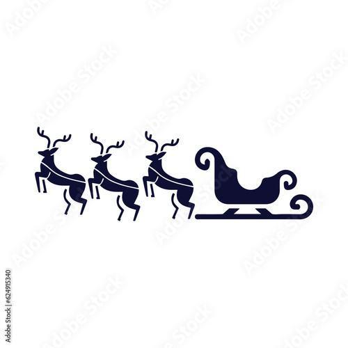 Sleigh Santa Claus  deer  Xmas Vehicle and deer icon