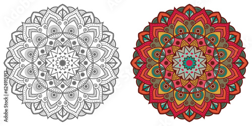 colourful modern mandala design , black and white mandala design, abstract mandala floral ornament
