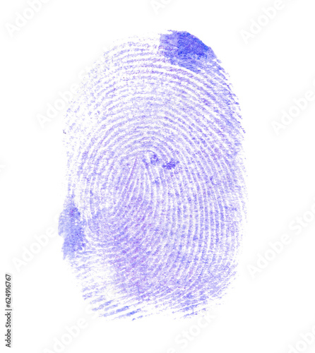 Fingerprint blue ink isolated on white, clipping path