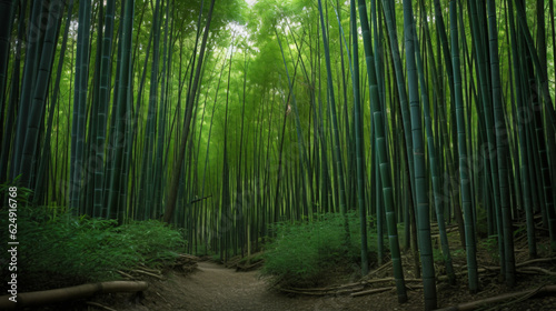 Lush green bamboo forest