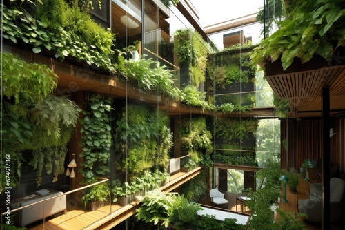 eco-friendly architecture with vertical gardens and natural lighting, created with generative ai © Alfazet Chronicles