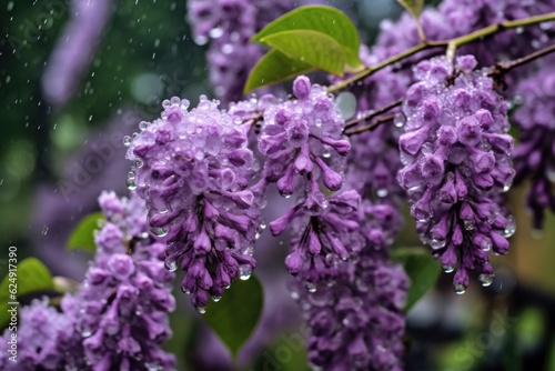 raindrops on lilac flowers after a spring shower  created with generative ai