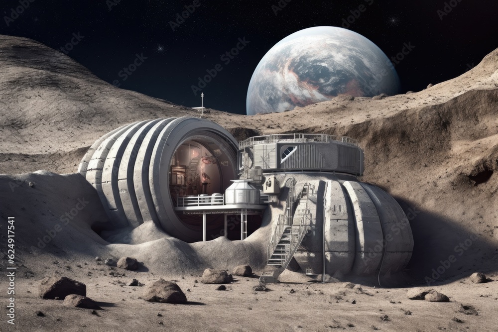 3d-printed space habitat using lunar regolith, created with generative ai 3d-printed space habitat using lunar regolith, created with generative ai