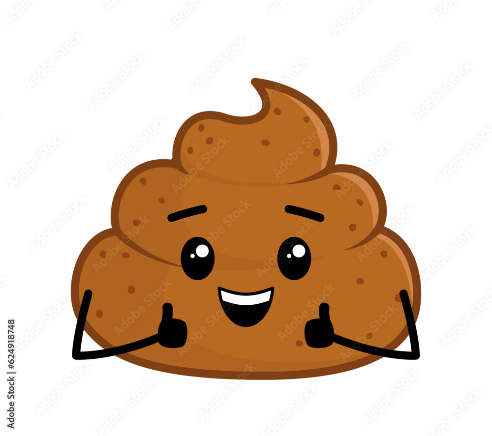 Poop and thumbs up. Smiley, character. Kawaii cartoon vector Poop and thumbs up. Smiley, character. Kawaii cartoon vector