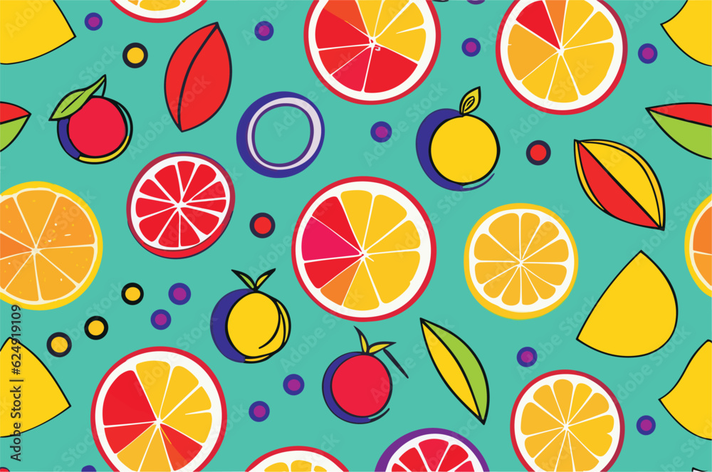 Vector abstract summer background with tropical 
fruits and berries
for clothing, 
fabric, textile, paper, notepad, school notebook.