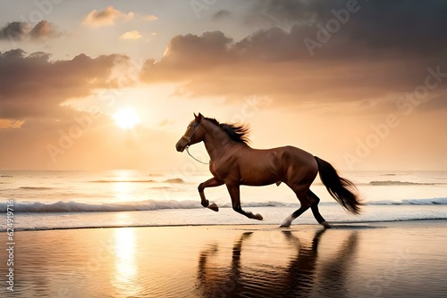 horse at sunset generated with AI technology © MuhammadAnees