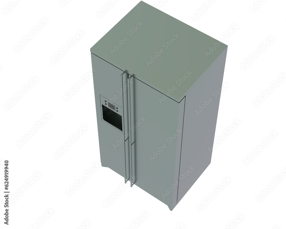 Fridge isolated on transparent background. 3d rendering - illustration Fridge isolated on transparent background. 3d rendering - illustration
