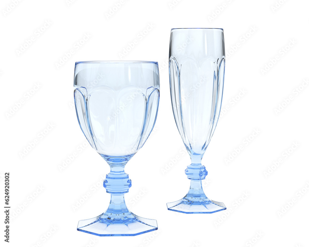 Glassware isolated on transparent background. 3d rendering - illustration Glassware isolated on transparent background. 3d rendering - illustration