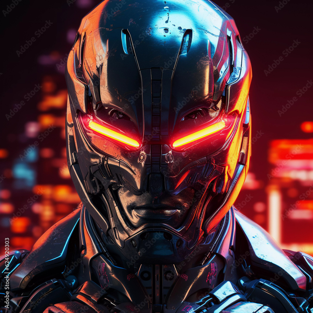 Brutal Cyborg Character in Cyberpunk Style Brutal Cyborg Character in Cyberpunk Style