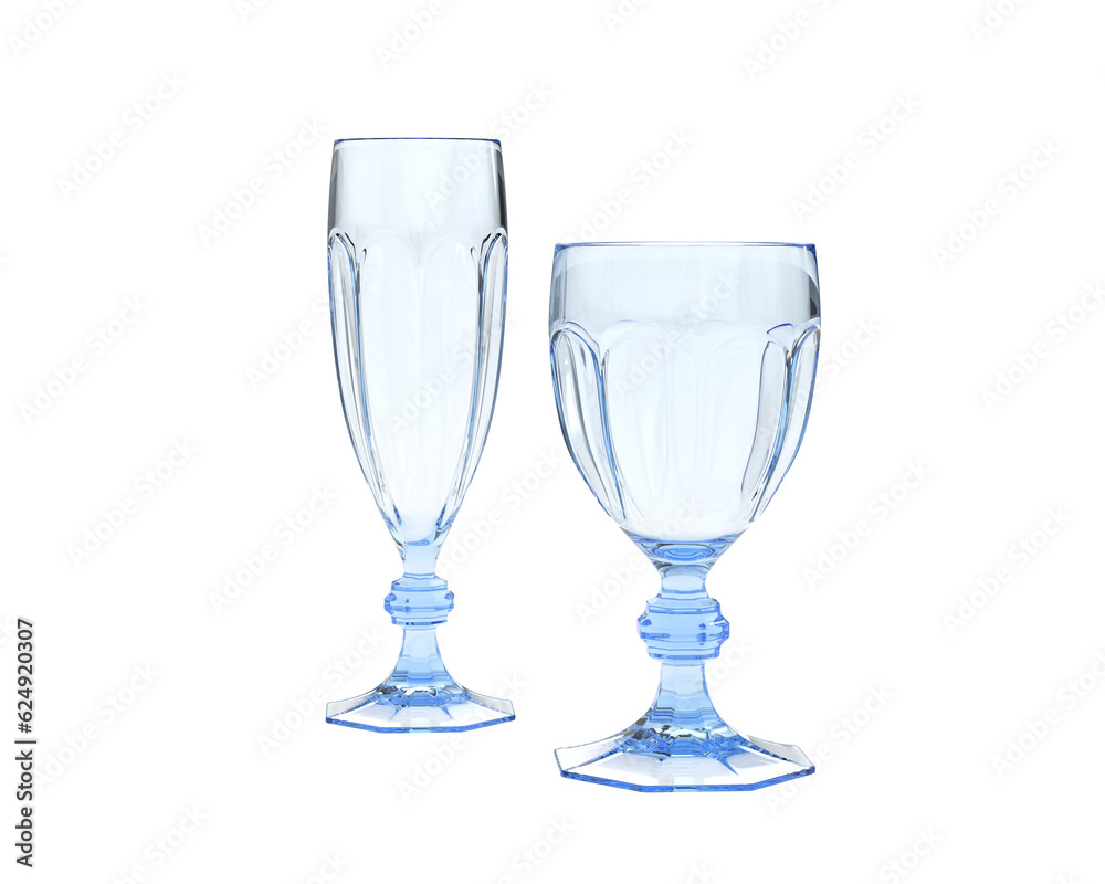 Obraz premium Glassware isolated on transparent background. 3d rendering - illustration