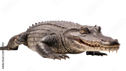 an American alligator  Alligator mississippiensis  full body 3 4 view in a  Wildlife-themed  photorealistic illustration in a PNG format  cutout  and isolated. Generative AI