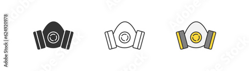 Breathing medical respiratory mask N95 for face icon isolated on white background. PPE symbol. Health safety equipment, construction, worker. Flat design for web UI. Vector illustration.