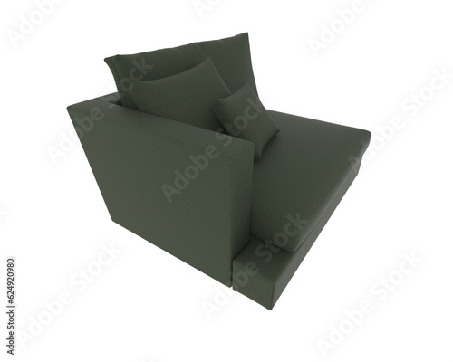 Sofa isolated on transparent background. 3d rendering - illustration