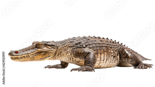 an American alligator (Alligator mississippiensis) full body 3/4 view in a Wildlife-themed, photorealistic illustration in a PNG format, cutout, and isolated. Generative AI