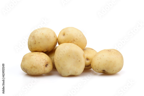 Young potato tubers on a white background