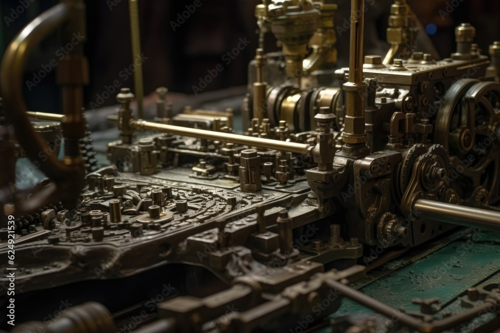 detailed shot of machinery used in metal shaping, created with generative ai detailed shot of machinery used in metal shaping, created with generative ai