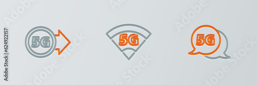 Set line 5G network, and icon. Vector