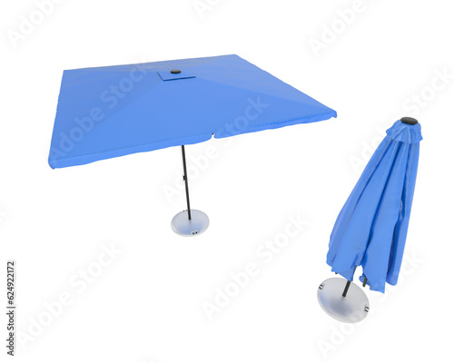 Beach umbrella isolated on transparent background. 3d rendering - illustration