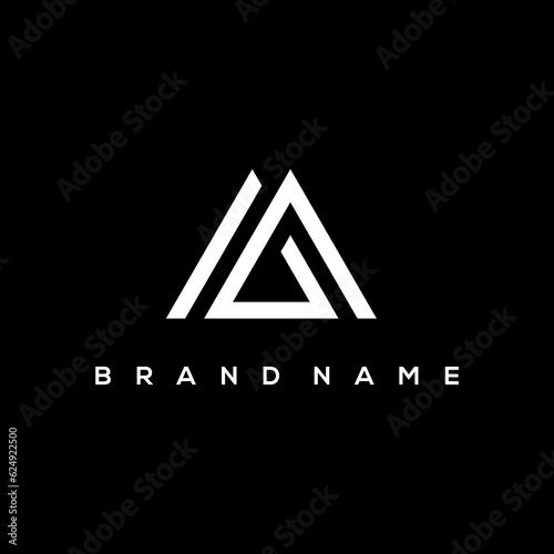 Mountain icon and initial MG logo vector