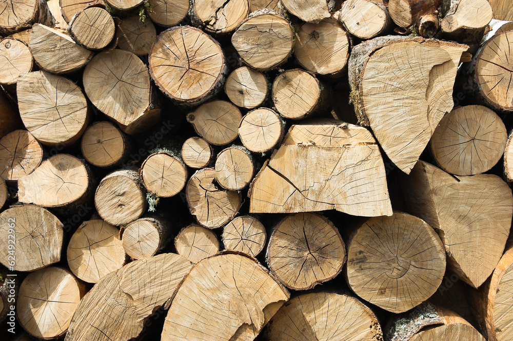 round timber, in the photo wooden logs stacked in stacks close-up round timber, in the photo wooden logs stacked in stacks close-up