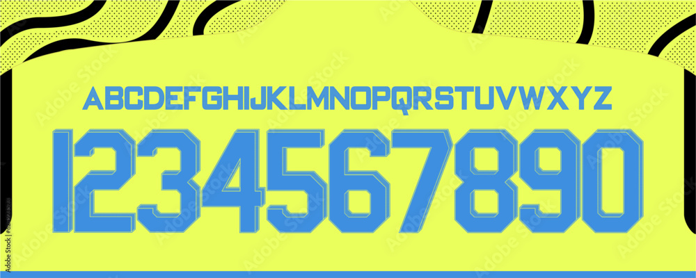 font vector team 2023 - 2024 kit sport style font. arsenal away football style font. premier league.gunners soccer. sports style letters and numbers for soccer team - obrazy, fototapety, plakaty 