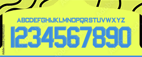 font vector team 2023 - 2024 kit sport style font. arsenal away football style font. premier league.gunners soccer. sports style letters and numbers for soccer team photo