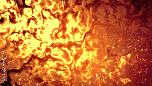 blazing red and orange biological shapes relievo - abstract 3D rendering