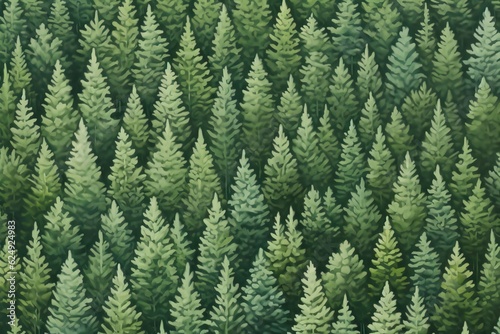 A forest depicted from above in a painting. (Generative AI)