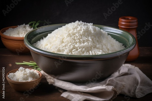 a bowl of cooked rice, ready to be used in any number of different recipes, created with generative ai
