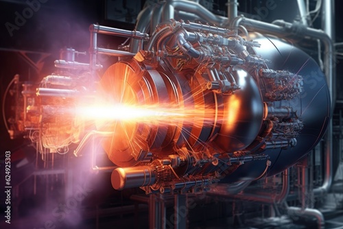 advanced plasma propulsion engine at work, created with generative ai photo