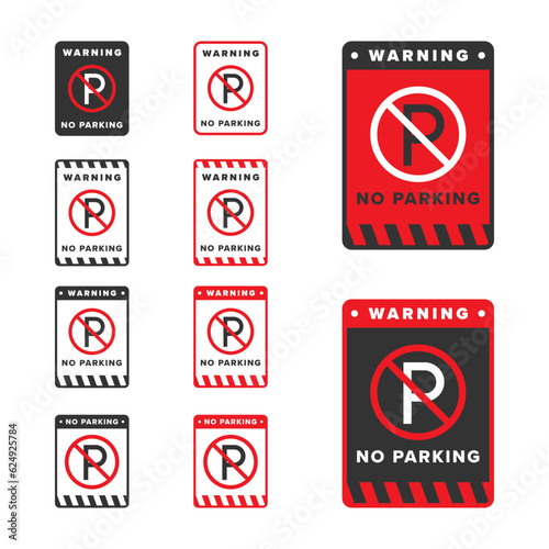 No parking icon vector red color