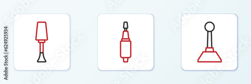 Set line Milling cutter for manicure, Nail polish and icon. Vector