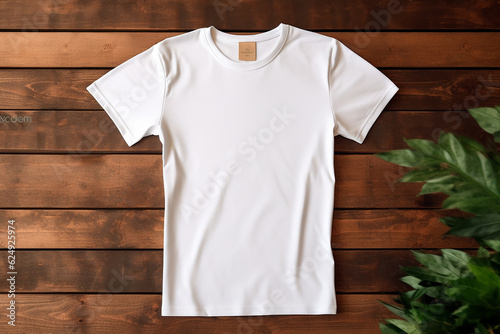 white t shirt on a wooden background
