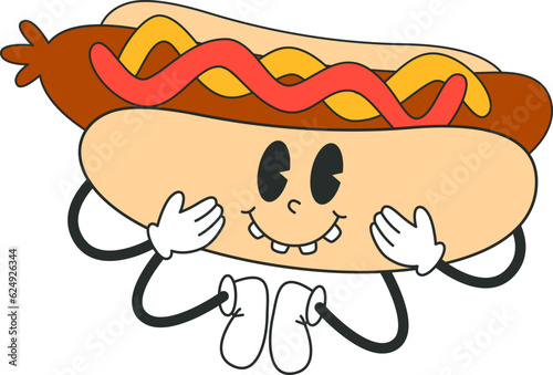 Hot Dog Smiling Character