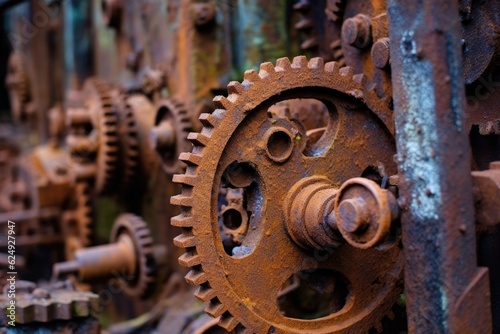 rusty vintage seed drill surrounded by wildflowers, created with generative ai