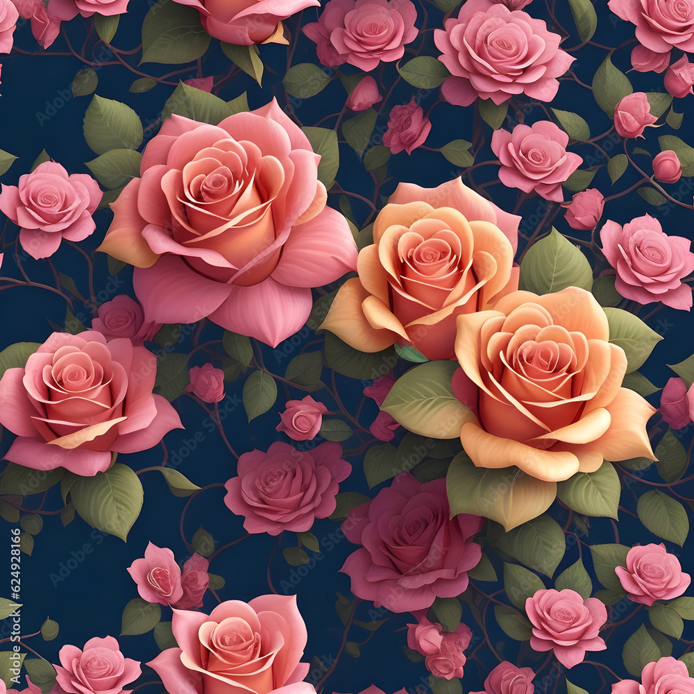 feminine rose background, generative ai