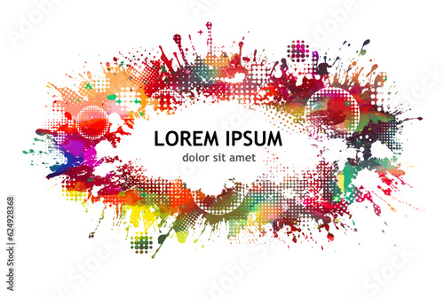 colorful blot on a white background. Multi-colored frame for text from strokes of paint. Vector illustration